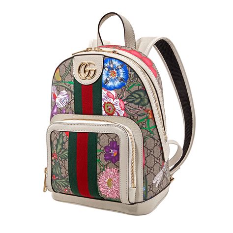 gucci flora print monogram backpack